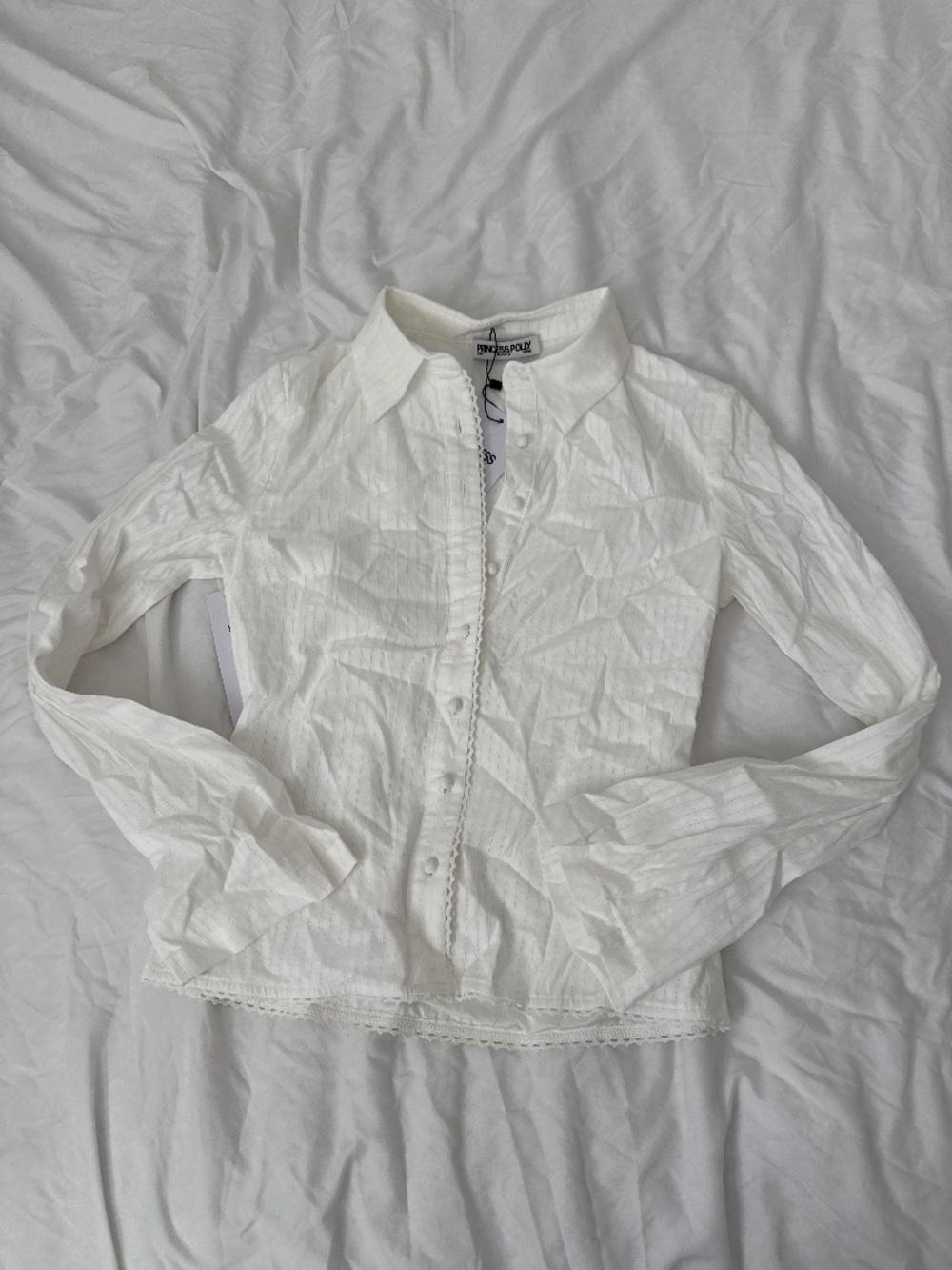 Princess Polly Emersonne button-up top Size 4 Details : - color: white - cond